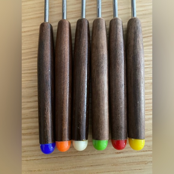 Set of 6 Vintage MCM Fondue Forks - Picture 2 of 4